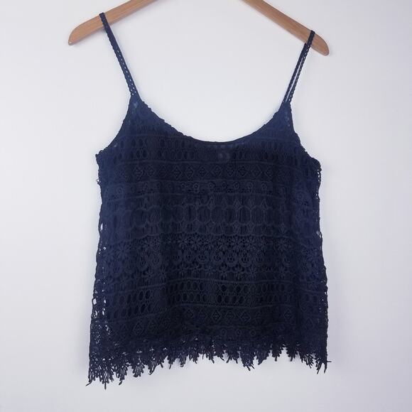 Black Lace Embroidered Tank Top Medium - Picture 6 of 6